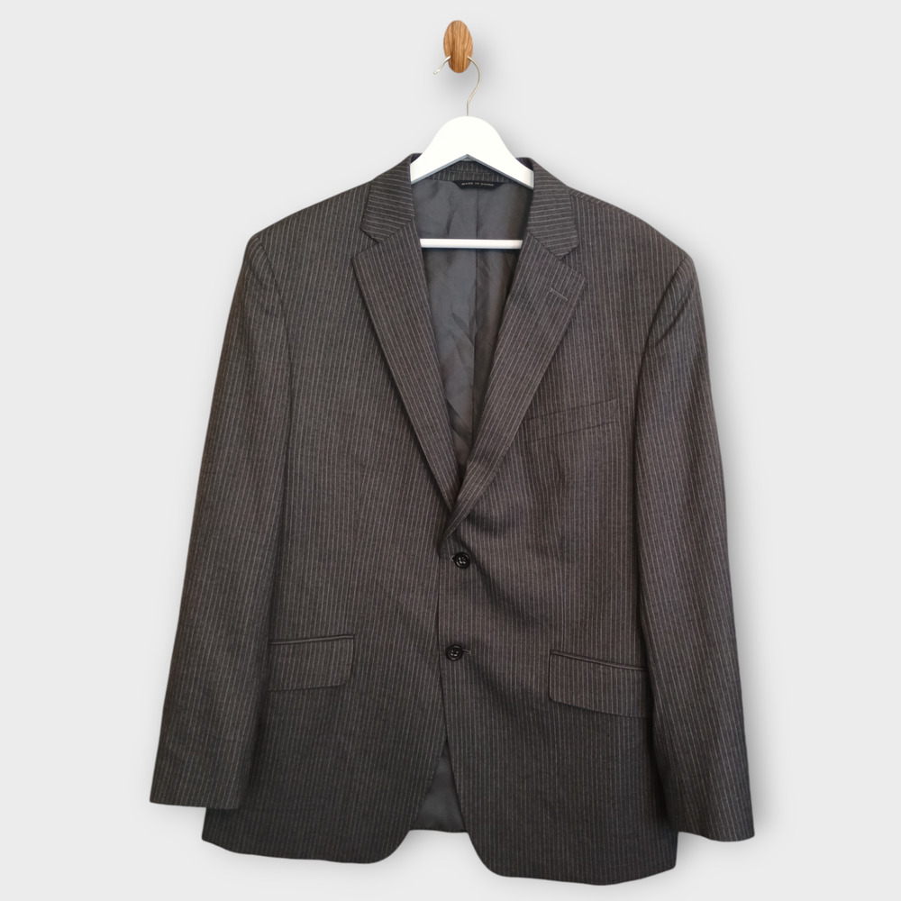 Banana Republic Blazer Men 42s Gray Striped Modern Fit Corpcore Career Jacket